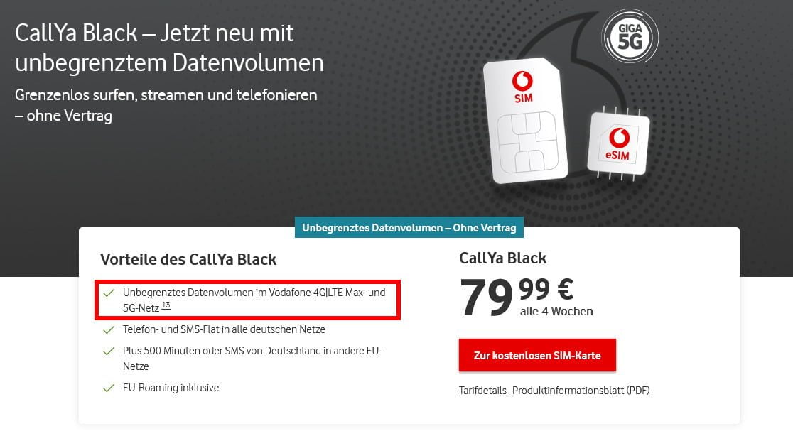 Vodafone Callya Black