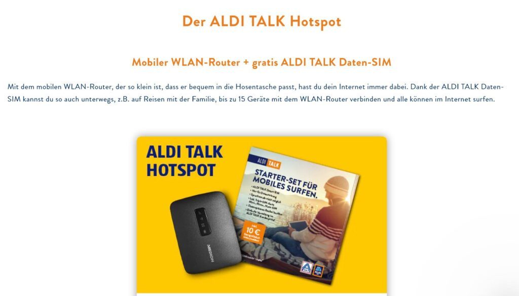 Mobiles Internet bei ALDI mit Hotspot