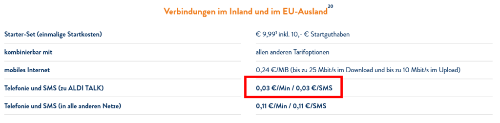 3 Cent Prepaid bei ALDI