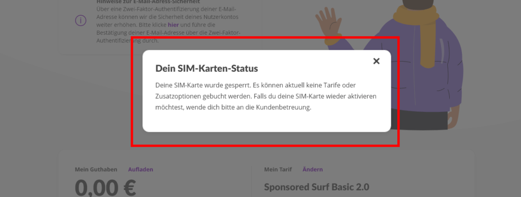 Prepaid Sim gesperrt (Netzclub)