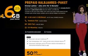 Prepaid Halbjahrespakete bei Congstar
